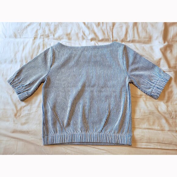 NWOT J. Crew Seersucker Blue Striped Top - Picture 5 of 10
